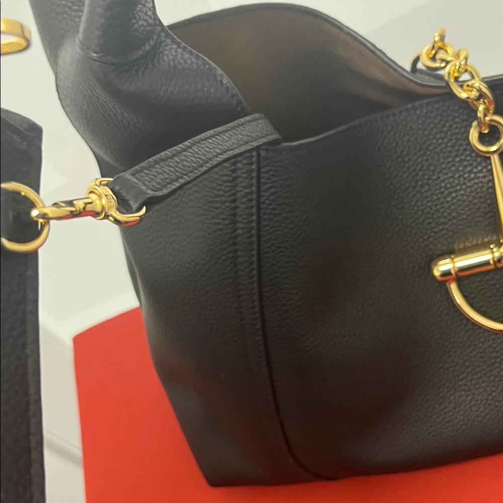 Black Horsebit Soft Hobo Bag with Gold Hardware - Picture 10 of 11